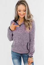 Heathered Turn-down Collar Pullover Sweatshirt