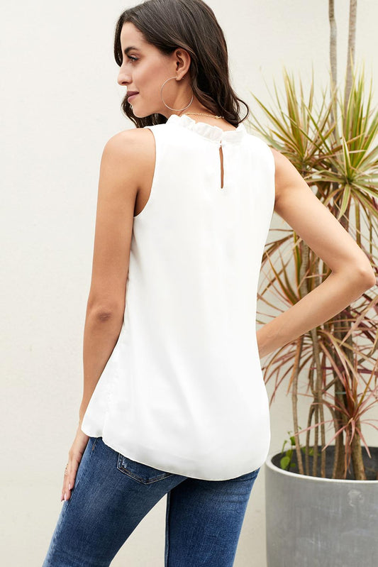 Ruffle Trim Neckline Tank Top