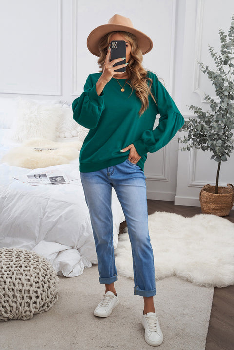 Raglan Patchwork Sleeve Pullover Sweatshirt