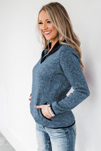 Heathered Turn-down Collar Pullover Sweatshirt