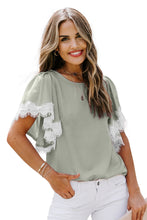 Satin Lace Flutter Sleeve Top