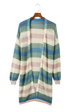 Striped Color Block Hollowed Knit Cardigan