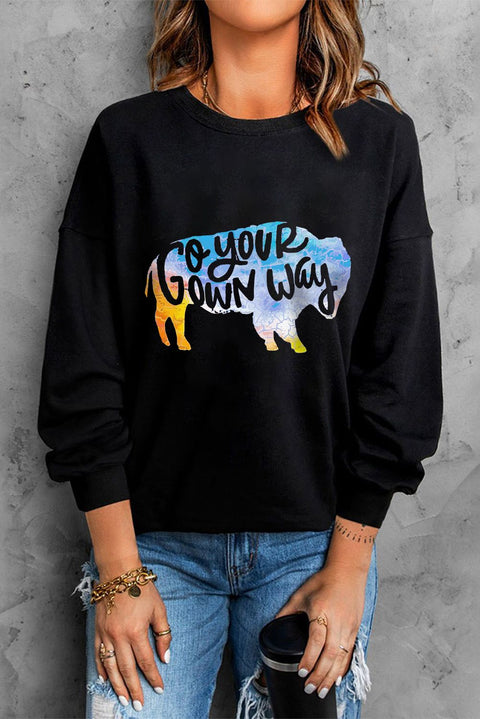 COWBOY take me away Graphic White Sweatshirt