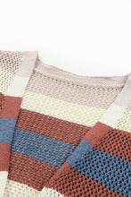 Striped Color Block Hollowed Knit Cardigan