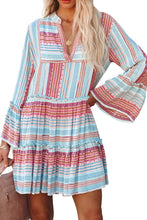 Boho Printed Tiered Bell Sleeve Babydoll Dress