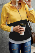 Zipped Colorblock Sweatshirt with Pockets