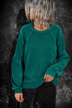 Raglan Patchwork Sleeve Pullover Sweatshirt