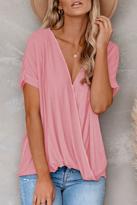 Short Sleeves Drape Knit Top