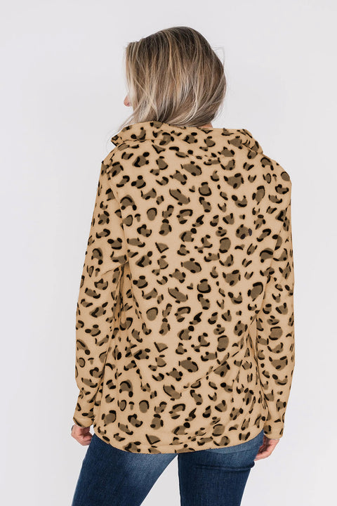 Women's Warm Quarter Zip Leopard Sherpa Pullover