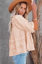 Beige Puff Sleeve Eyelet Babydoll Blouse - HannaBanna Clothing