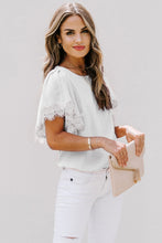 Satin Lace Flutter Sleeve Top