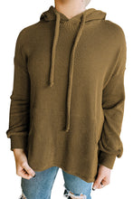 Ribbed Drawstring Pullover Hoodie with Kangaroo Pocket