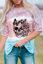 Lace Stitching Tie-dye Short Sleeve T Shirt