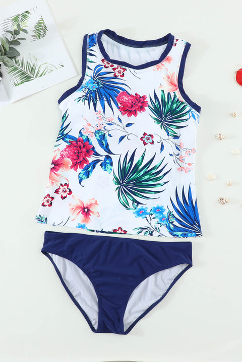 Ethnic Print High Neck Strappy Tankini