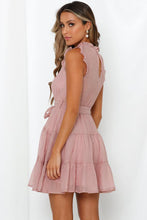 Frilled Neck Sleeveless Tiered Tulle Dress