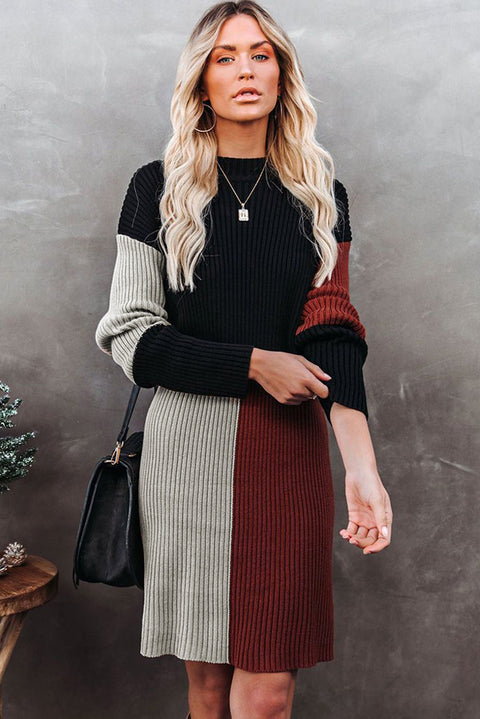 Colorblock Knit Sweater Dress