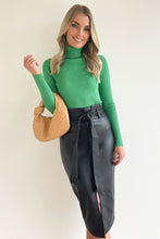 High Waist PU Midi Skirt