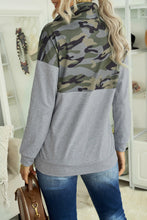 Floral Splice Pink Kangaroo Pocket Zip Collar Sweatshirt