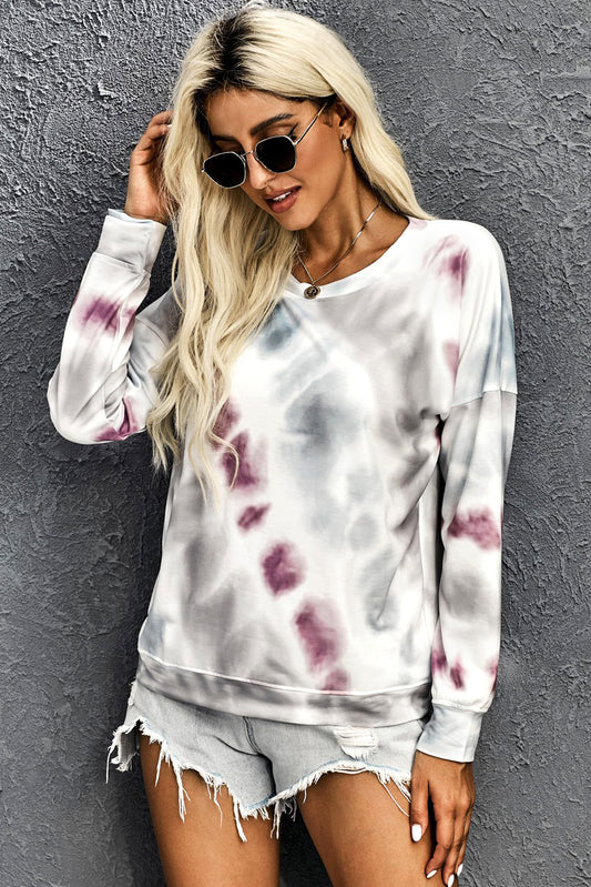 Casual Tie-dye Round Neck Sweatshirt