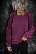 Raglan Patchwork Sleeve Pullover Sweatshirt