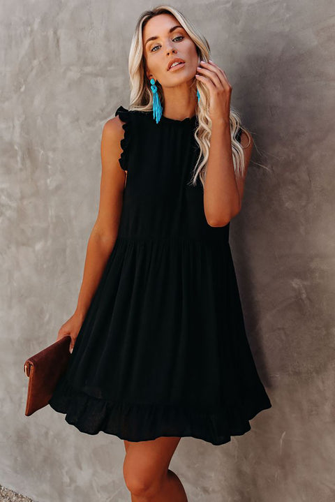 Pocketed Ruffle Babydoll Dress