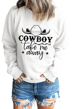 COWBOY take me away Graphic White Sweatshirt