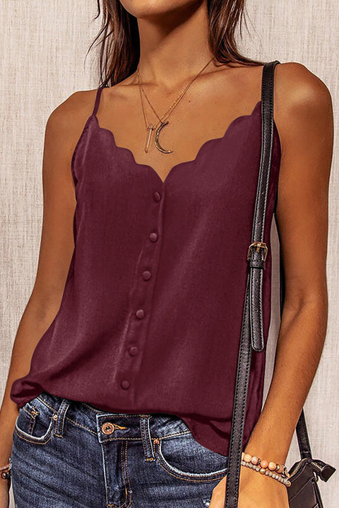 Spaghetti Straps Buttoned V Neck Vest