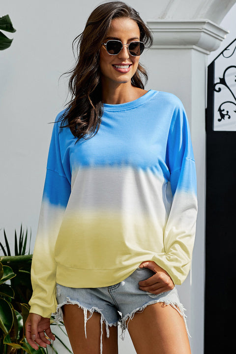 Color Block Tie Dye Pullover Sweatshirt