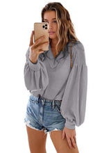 Billowed Sleeve Thermal Knit Top - HannaBanna Clothing