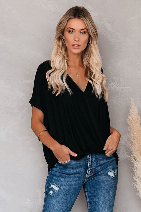 Short Sleeves Drape Knit Top