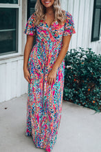 Wrap V Neck Floral Maxi Dress