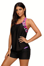 Blouson Style Floral T-back Tankini Top