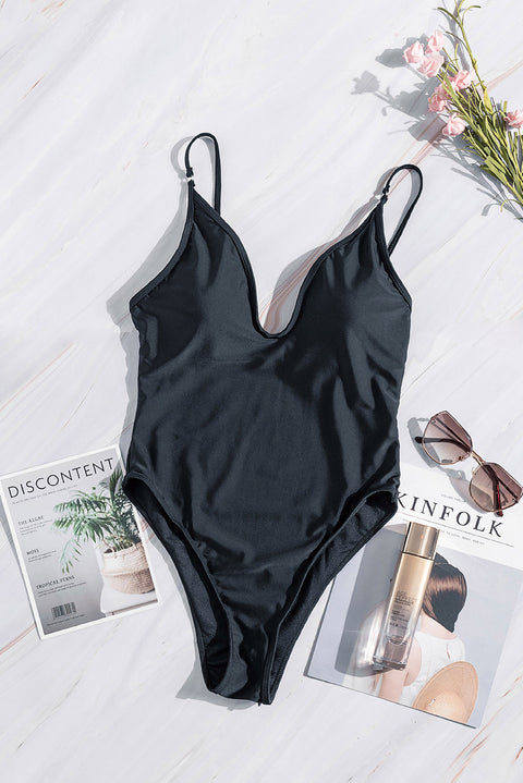 V Neck One Piece Swimsuit