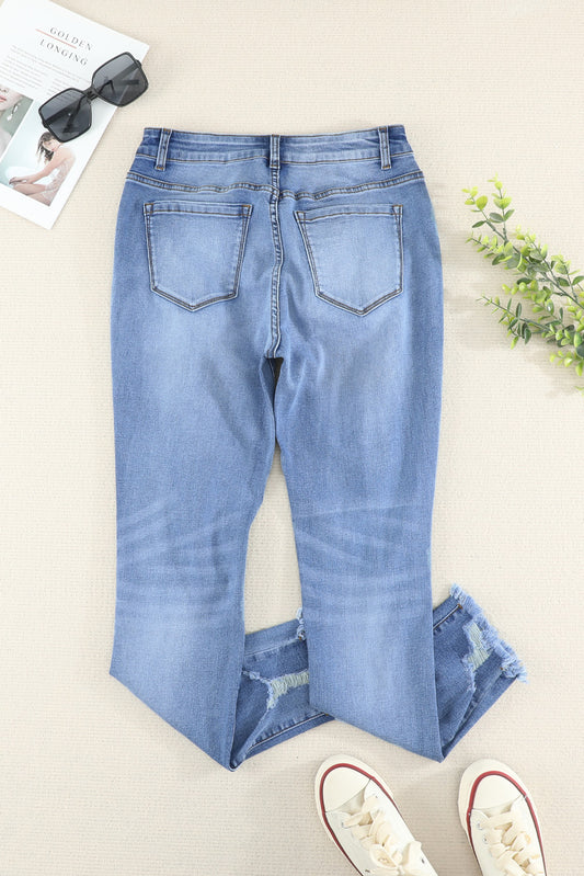 Medium Wash Distressed Skinny Ankle Jeans