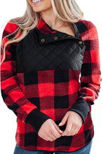 Long Sleeve Plaid Paneled Sweatshirt