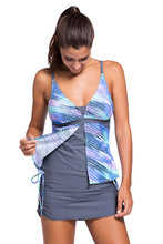 Blue Colorblock Tankini Skort Bottom Swimsuit