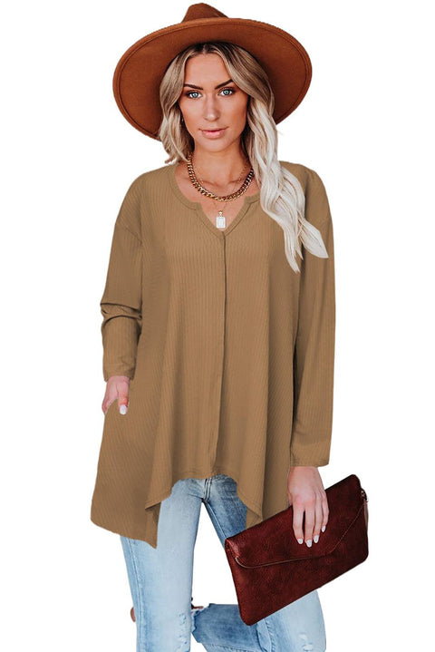 Asymmetric Hemline Long Sleeve Top - HannaBanna Clothing