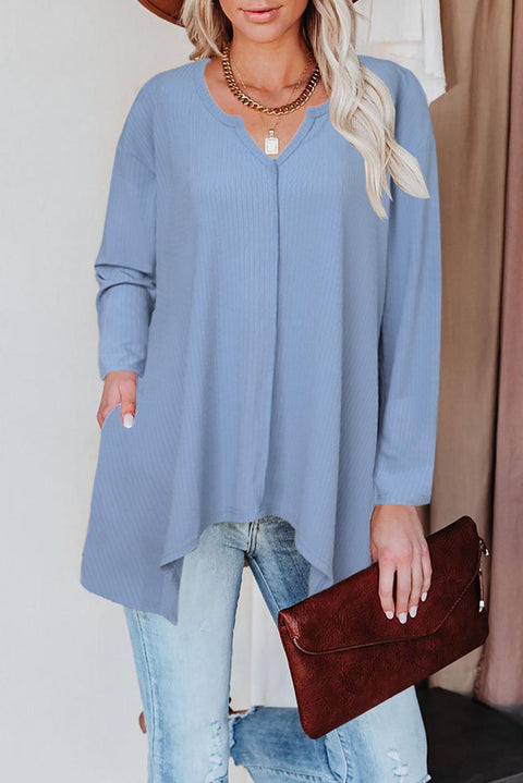 Asymmetric Hemline Long Sleeve Top - HannaBanna Clothing