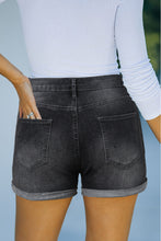 High Rise Cuffed Denim Shorts