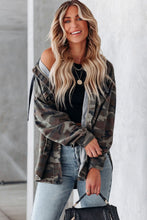 Camo Print Button up Hooded Jacket