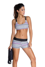 Multicolor Sports Bra Tankini Swimsuit with Black Vest