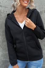 Zip-up Lace Trim Hooded Coat