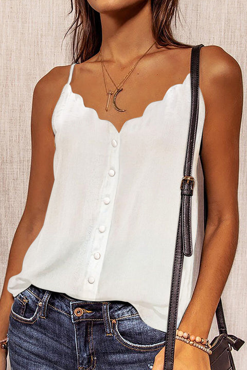 Spaghetti Straps Buttoned V Neck Vest