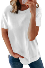 Round Neck Short Sleeve Solid Color Tee