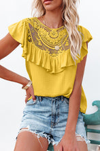 Lace Splicing Ruffled Short Sleeve T-shirt