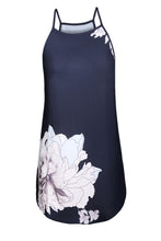 Palm Tree Leaf Print Ivory Sleeveless Dress