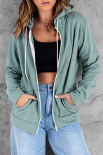 Zip-Up Pocket Drawstring Hoodie Jacket