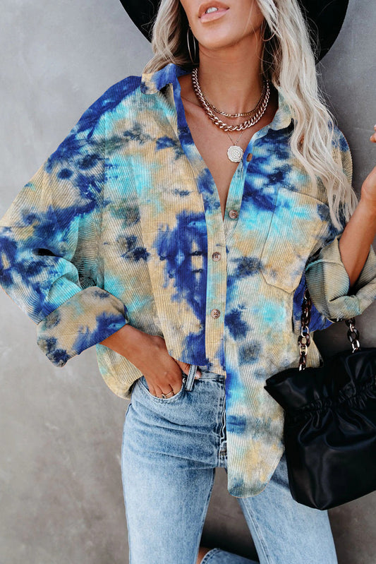 Tie Dyed Loose Corduroy Shirt