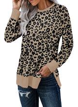 Women's Round Neck Long Sleeve Leopard Print Loose Fit Sweatshirt