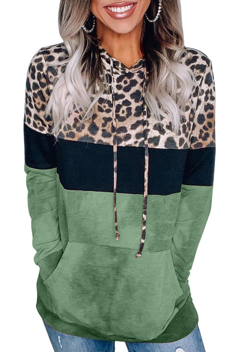 Sudadera con capucha y diseño teñido anudado con estampado de leopardo